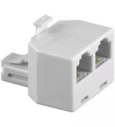 Adaptor RJ11 tata la 2x RJ11 mama alb Goobay
