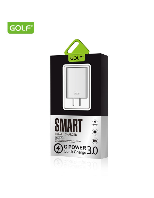 Alimentator Incarcator retea 230V la 1x QC USB 3A Fast Charge Alb GF-U206Q blister Golf