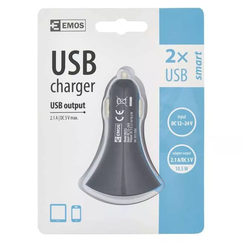 Alimentator incarcator USB 12V/24V la 2x USB 2.1A negru V0212 EMOS