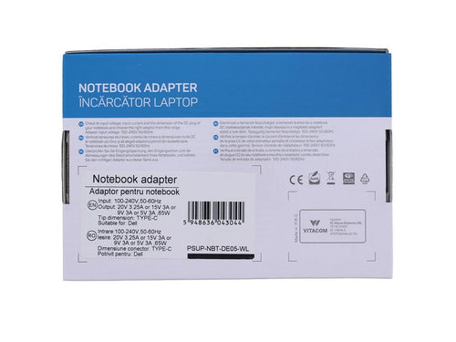 Alimentator pentru laptop Dell 20V/3.25A 15V/3A 9V/3A 5V/3A 65W USB type C Well