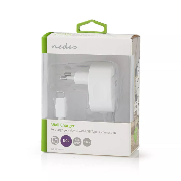 Alimentator retea - USB Type C 3A cablu fix alb NEDIS