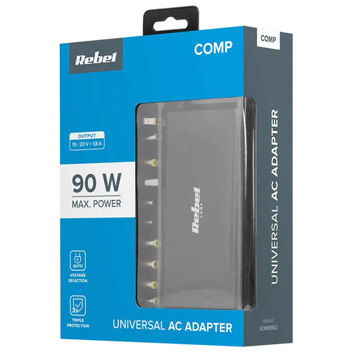 Alimentator UNIVERSAL 15-20V 90W PD REBEL KOM0962 12 mufe alimentare