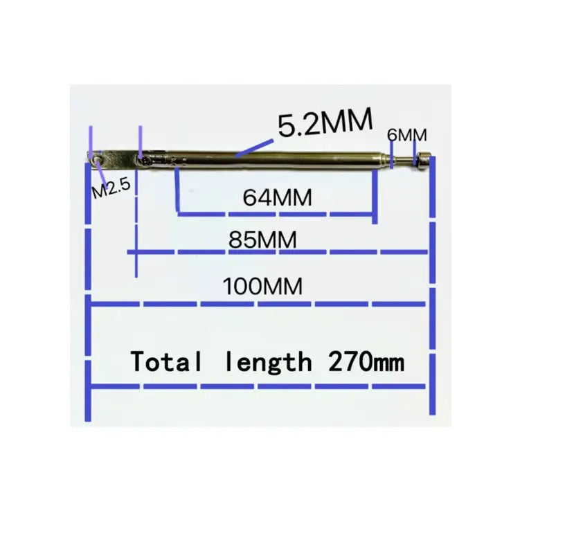 Antena telescopica 5 segmente 5264 100-270mm + balama ANTENA-RADIO3