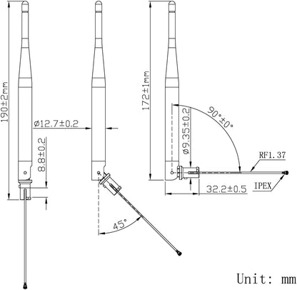 Antena WiFi 5dBi lineare 50Ω 2400÷2483.5MHz tata RP-SMA SR PASSIVES WIFI-ANT410