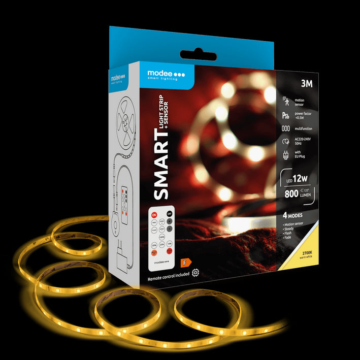 Banda LED Smart Modee 12W senzor de miscare cu telecomanda 2700K 800lm IP20 3m MSL-LS12W3M2700KS-R