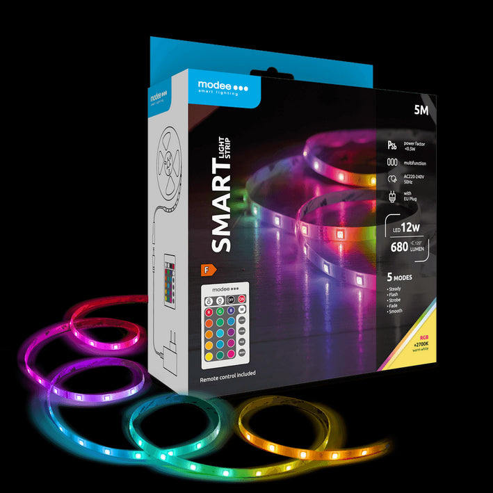 Banda LED Smart Modee 12W telecomanda 2700K +RGB 680lm IP20 5m MSL-LS12W5MRGB2700K-R