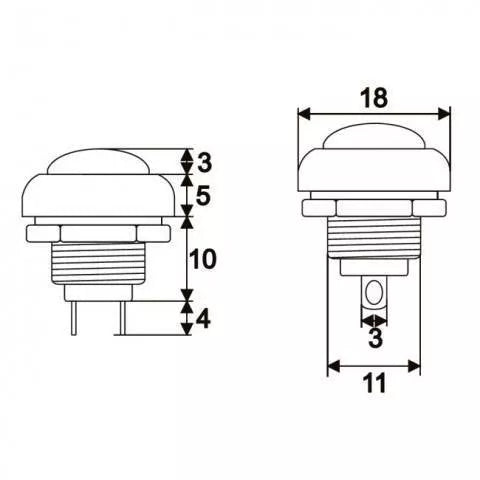 Buton 1 circuit 1A 250V OFF-(ON) rosu fara retinere 09044PI