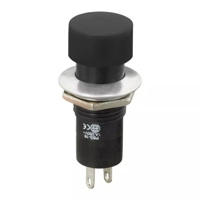 Buton 1 circuit 1A 250V ON-(OFF) negru fara retinere