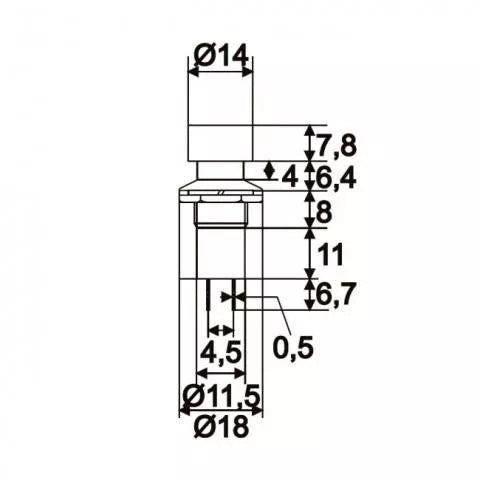 Buton 1 circuit 1A 250V ON-(OFF) negru fara retinere
