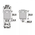 Buton 1 circuit 2A 250V OFF-(ON) fara retinere metal resistent la apa