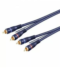 Cablu 2x RCA 3m cu remote OFC dublu ecranat albastru Goobay