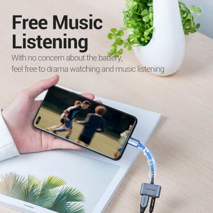 Cablu adaptor convertor USB C la Jack 3.5 mm mama casca/microfon +USB C mama incarcare 10cm OMTP/CTIA standards BGSHA VENTION