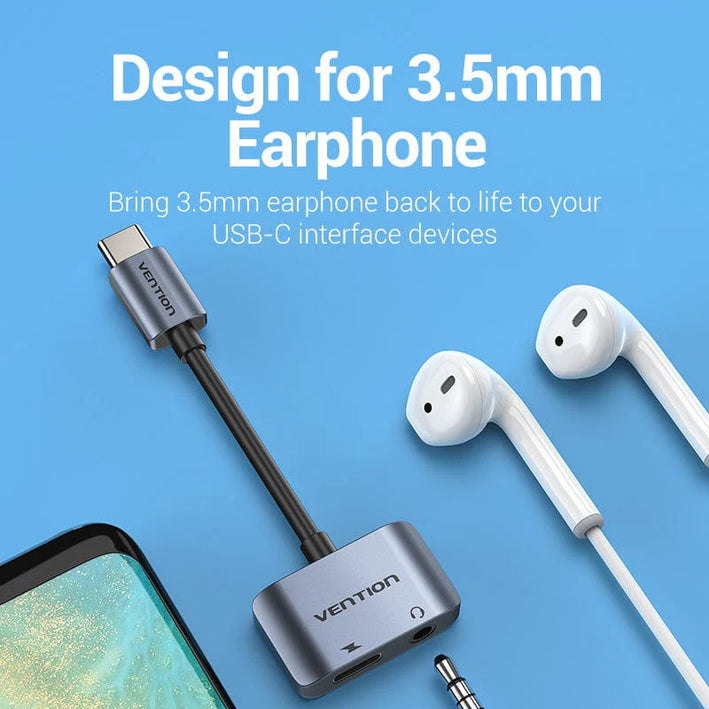 Cablu adaptor convertor USB C la Jack 3.5 mm mama casca/microfon +USB C mama incarcare 10cm OMTP/CTIA standards BGSHA VENTION