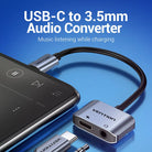 Cablu adaptor convertor USB C la Jack 3.5 mm mama casca/microfon +USB C mama incarcare 10cm OMTP/CTIA standards BGSHA VENTION