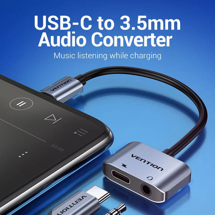 Cablu adaptor convertor USB C la Jack 3.5 mm mama casca/microfon +USB C mama incarcare 10cm OMTP/CTIA standards BGSHA VENTION