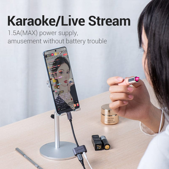 Cablu adaptor convertor USB C la Jack 3.5 mm mama casca/microfon +USB C mama incarcare 10cm OMTP/CTIA standards BGSHA VENTION