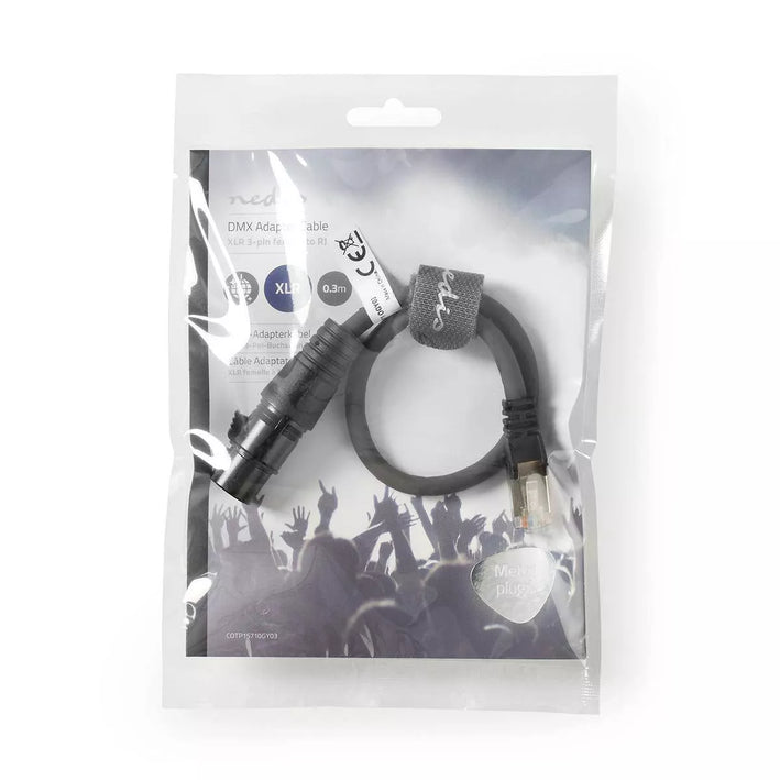 Cablu adaptor DMX XLR 3 Pini mama - RJ45 tata 0.3m gri Nedis
