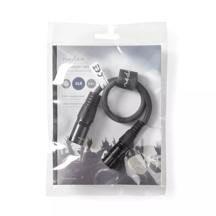 Cablu adaptor DMX XLR 3 Pini mama - XLR 5 Pini tata 0.3m gri Nedis