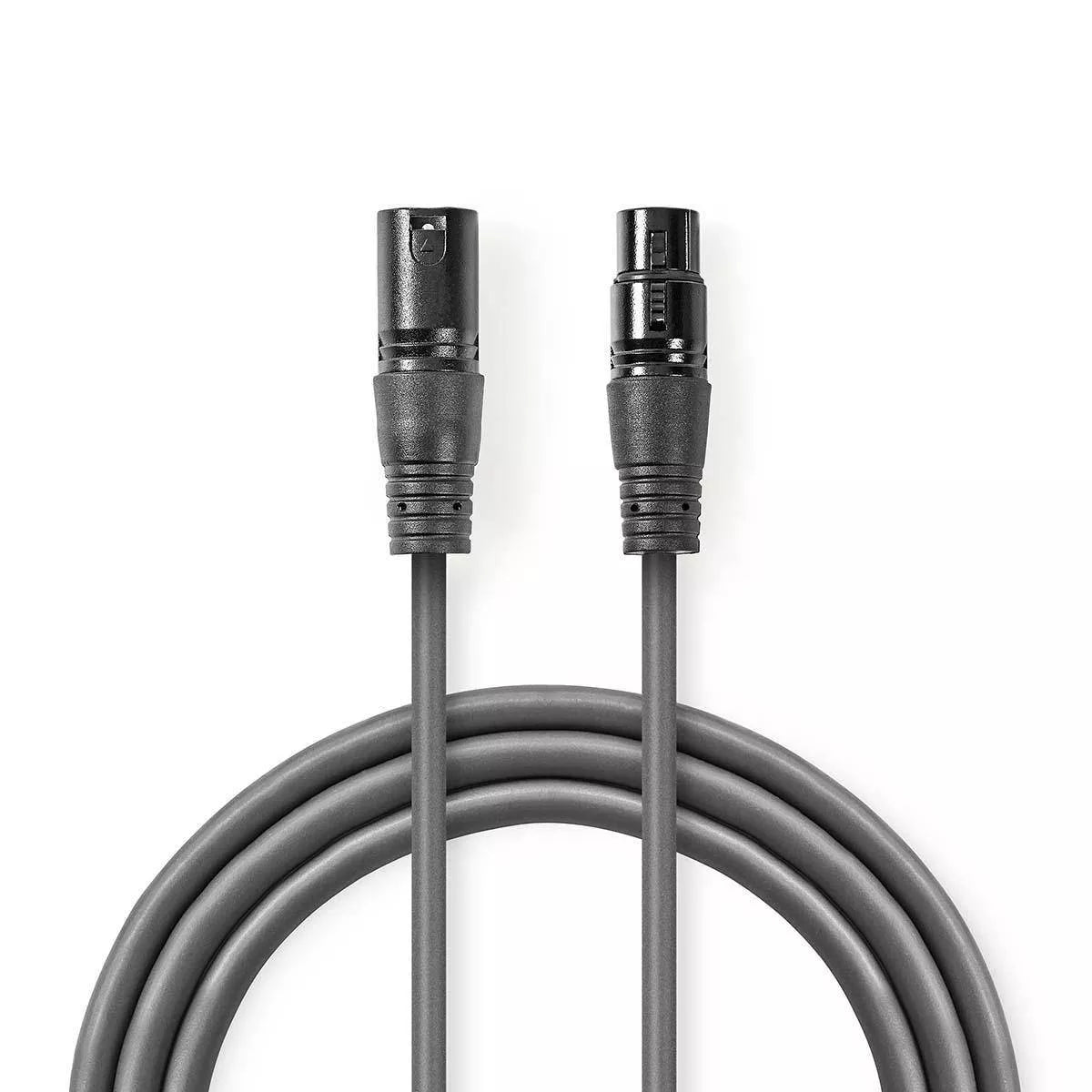 Cablu adaptor DMX XLR 3 Pini mama - XLR 5 Pini tata 0.3m gri Nedis