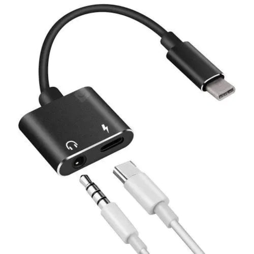 Cablu adaptor USB Type C tata - Jack 3.5 mm mama STEREO si USB Type C mama 7cm Well