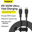 Cablu alimentare /date 1.2m 100W 5A USB Type C tata-tata Baseus P10355702111-B1