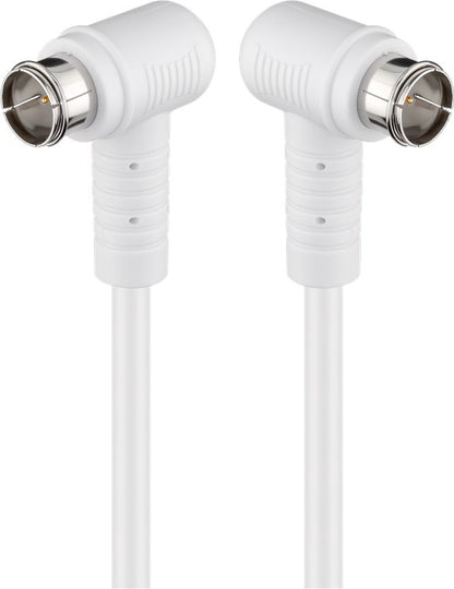 Cablu antena SAT 90 grade 80dB dublu ecranat 1.5m F tata rapida 90 - F tata rapida 90 complet ecranate alb Goobay 67341