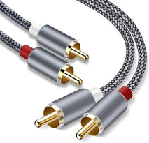 Cablu audio 2x RCA-tata la 2x RCA-tata 2m contacte aurite design metalic subtire si elegant