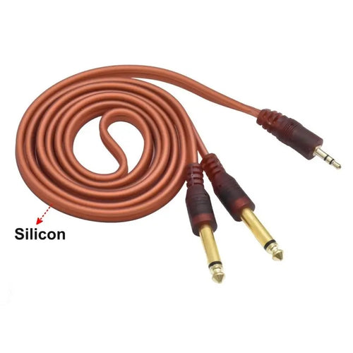 Cablu audio 3.5 mm Jack stereo tata la 2x6.35 mm Jack mono tata cablu plat silicon 1.5m contacte aurite