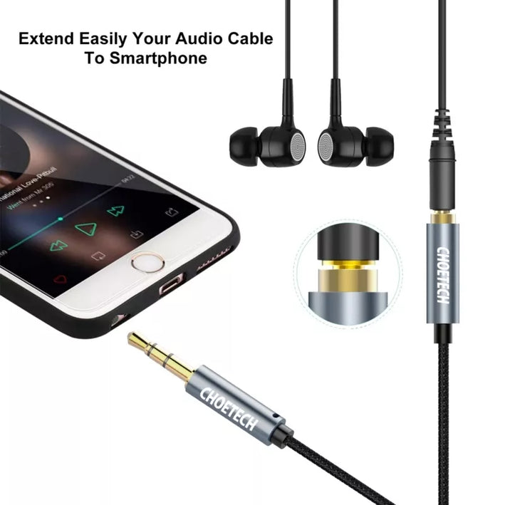 Cablu audio jack stereo Choetech AUX002 3.5 mm tata - 3.5 mm tata 1.2m negru