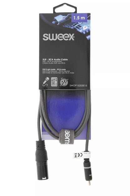 Cablu audio mono XLR 3 pini tata - RCA tata 1.5m gri Sweex