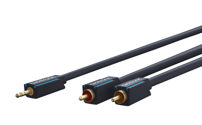 Cablu audio Profesional Jack 3.5 mm - 2x RCA 7.5m 50ohm OFC cupru dublu ecaranat fara oxigen AWG23 Clicktronic 70470