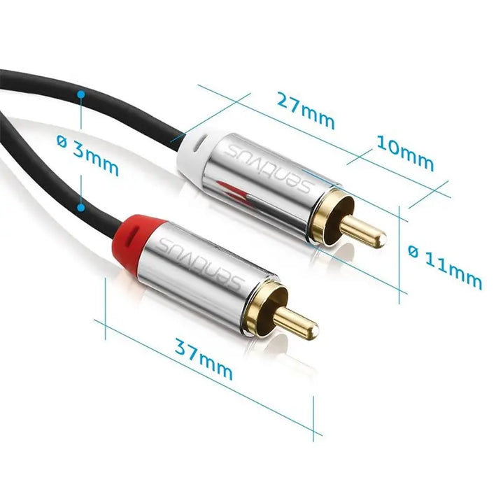 Cablu audio SENTIVUS stereo 2x RCA - 2x RCA 2m tata-tata SA-AU080-200