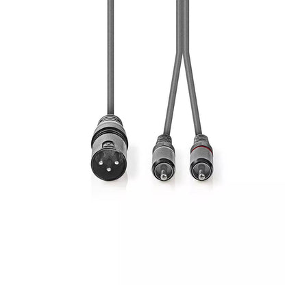 Cablu audio stereo XLR 3-Pin tata - 2x RCA tata 1.5m gri NEDIS