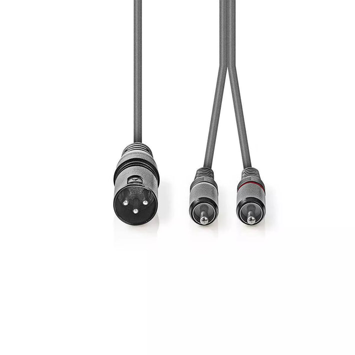 Cablu audio stereo XLR 3-Pin tata - 2x RCA tata 1.5m gri NEDIS