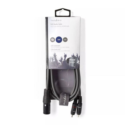 Cablu audio stereo XLR 3-Pin tata - 2x RCA tata 1.5m gri NEDIS