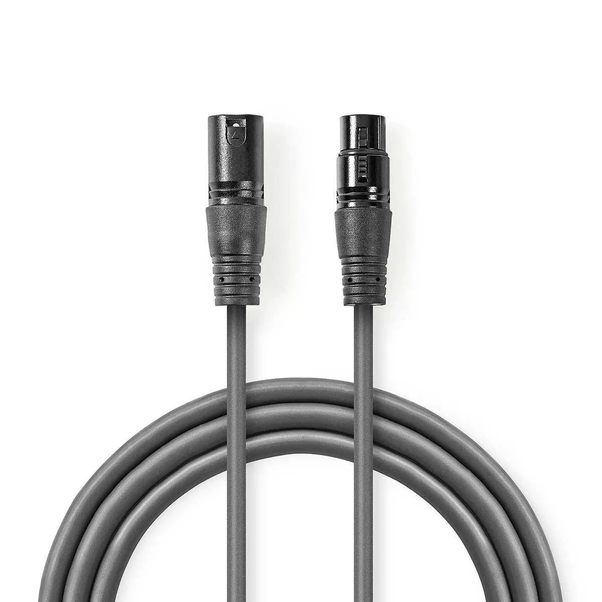 Cablu Balansat Audio XLR 3 Pini tata - XLR 3 Pini mama 15m Gri Nedis