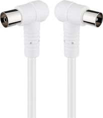 Cablu Coaxial 75ohmi Dublu ecranat 80dB mama-tata cu mufe cotite 1.5m 5.3mm alb Goobay 67353
