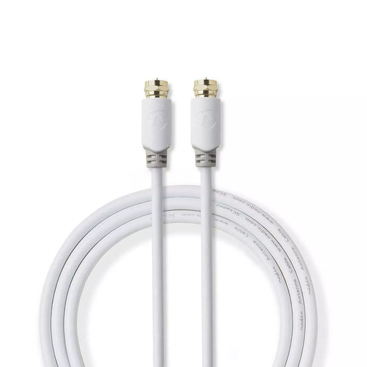 Cablu coaxial Nedis F tata - F tata 2m alb cupru dublu izolat