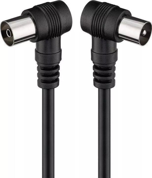 Cablu coaxial tata-mama 1.5m negru conectorI cotitI Goobay