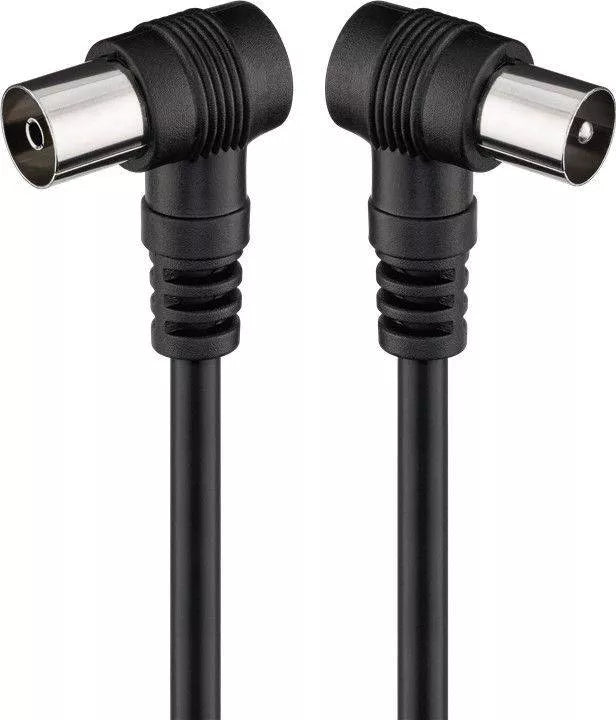 Cablu coaxial tata-mama 1.5m negru conectorI cotitI Goobay