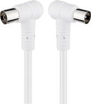 Cablu COAXIAL TV antena 2.5m cotit 90 grade mama-tata 75 ohm clasa A 85DB Dublu ecranat CCS alb 67354 Goobay