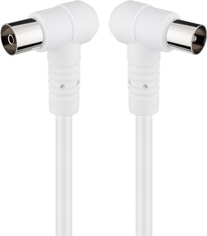 Cablu COAXIAL TV antena 3.5m cotit 90 grade mama-tata 75 ohm clasa A 85DB Dublu ecranat CCS alb 67355 Goobay