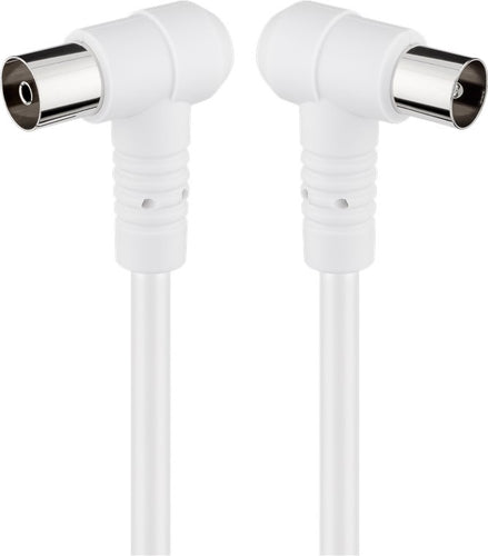 Cablu COAXIAL TV antena 3.5m cotit 90 grade mama-tata 75 ohm clasa A 85DB Dublu ecranat CCS alb 67355 Goobay