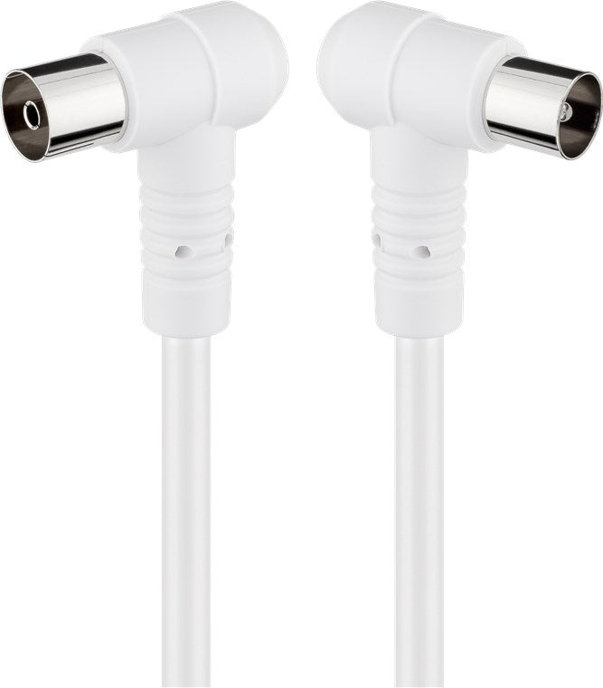 Cablu COAXIAL TV antena 3.5m cotit 90 grade mama-tata 75 ohm clasa A 85DB Dublu ecranat CCS alb 67355 Goobay