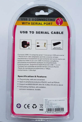 Cablu convertor USB la DB9 serial RS232 Windows Vista 7 10 1.5m