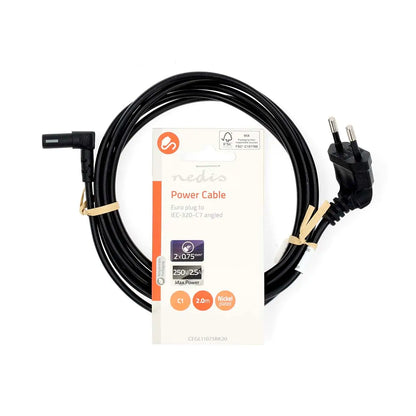 Cablu de alimentare Euro tata cotit - IEC-320-C7 cotit 2m negru Nedis CEGL11075BK20