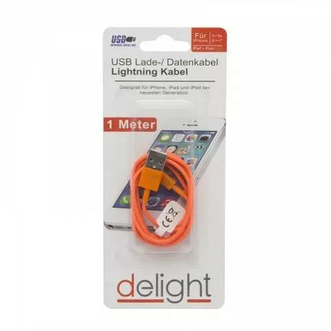 Cablu de date pentru iPhone 5 iPhone 6 invelis textil diferite culori 1m Delight
