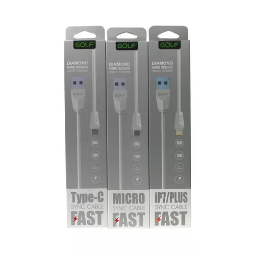 Cablu de incarcare USB Golf Diamond 2IN1 27I iPhone MICRO USB Alb