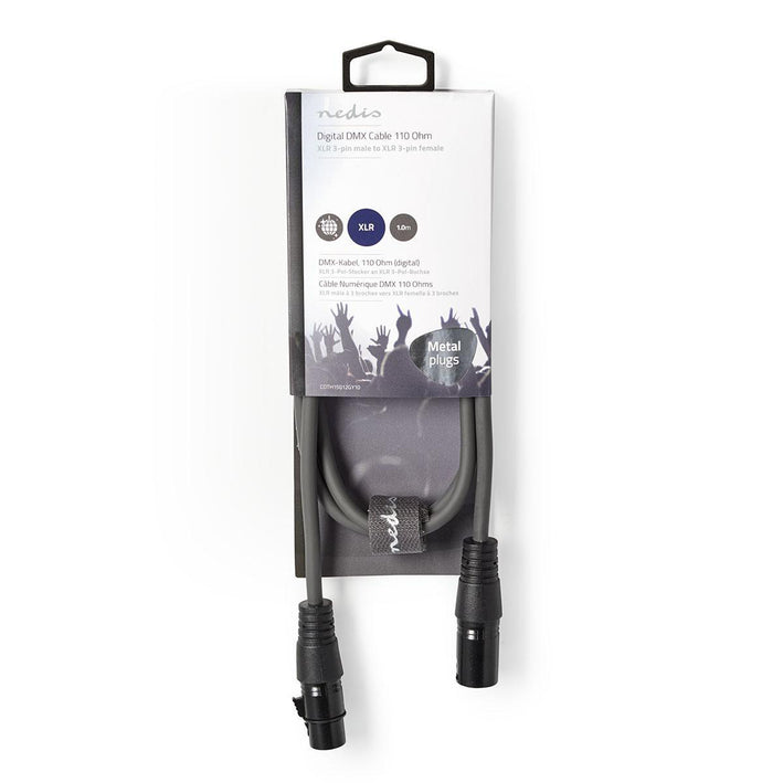 Cablu Digital DMX Premium Nedis XLR 3-pini tata - XLR 3-pini mama 110Ohm 1m gri COTH15012GY10