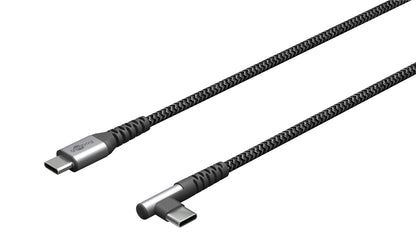 Cablu elegant extra-robust textil 2m 60W USB2.0 type C 90 grade - USB type C mufe metalice Goobay 64660